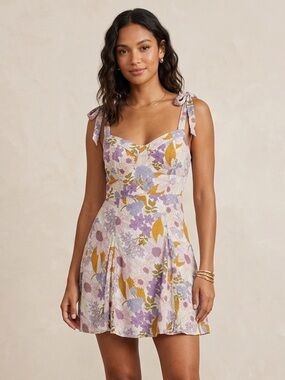 American Eagle Outfitters Summer Floral Tie-Shoulder Mini Dress Size Small